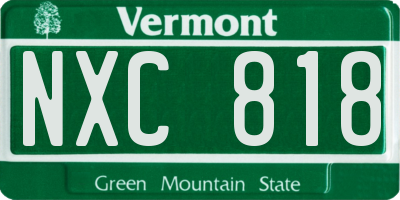 VT license plate NXC818
