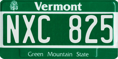 VT license plate NXC825
