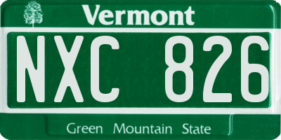 VT license plate NXC826