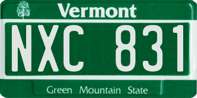 VT license plate NXC831