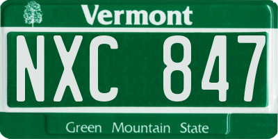 VT license plate NXC847