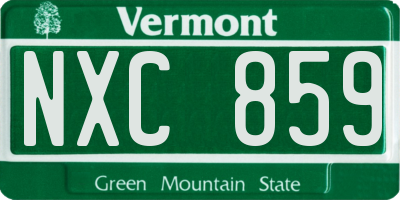 VT license plate NXC859