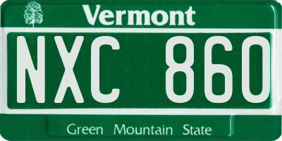 VT license plate NXC860