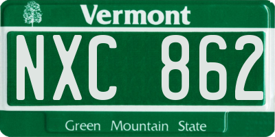 VT license plate NXC862