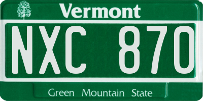 VT license plate NXC870