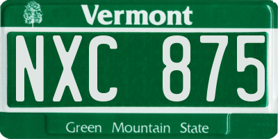VT license plate NXC875