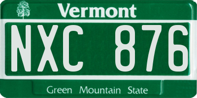 VT license plate NXC876