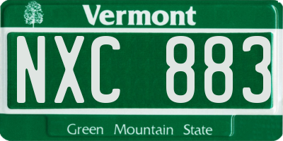 VT license plate NXC883