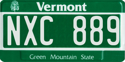 VT license plate NXC889