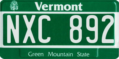 VT license plate NXC892
