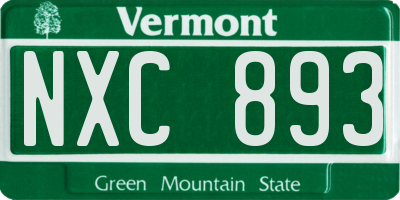 VT license plate NXC893