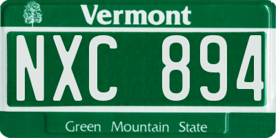 VT license plate NXC894