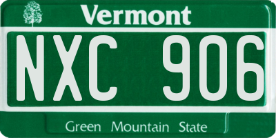 VT license plate NXC906