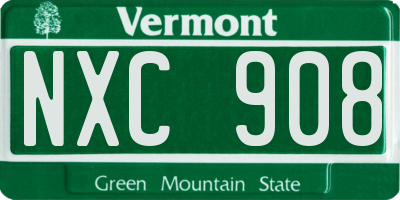 VT license plate NXC908