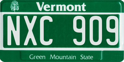VT license plate NXC909