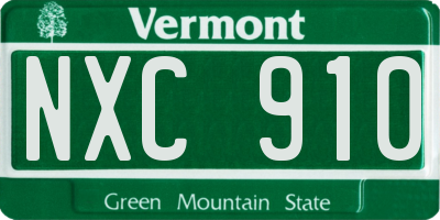 VT license plate NXC910