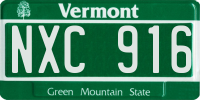 VT license plate NXC916