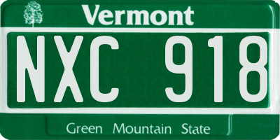 VT license plate NXC918
