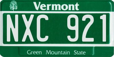 VT license plate NXC921