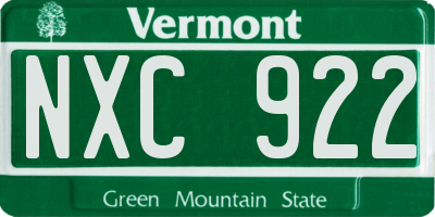VT license plate NXC922