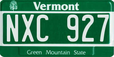 VT license plate NXC927