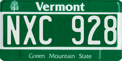 VT license plate NXC928