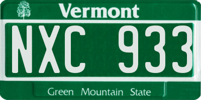 VT license plate NXC933