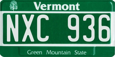 VT license plate NXC936