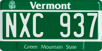 VT license plate NXC937