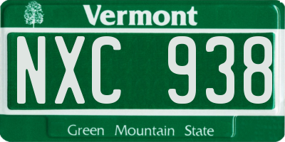 VT license plate NXC938