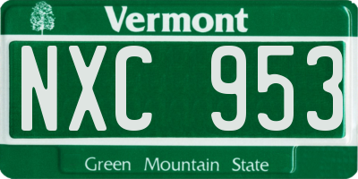 VT license plate NXC953