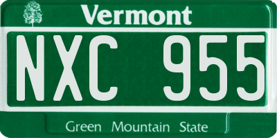 VT license plate NXC955