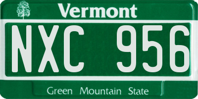 VT license plate NXC956