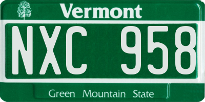 VT license plate NXC958