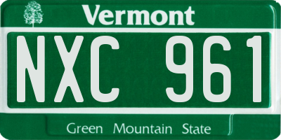 VT license plate NXC961