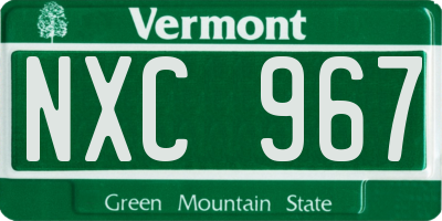 VT license plate NXC967