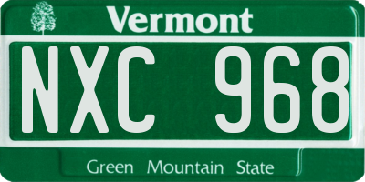 VT license plate NXC968