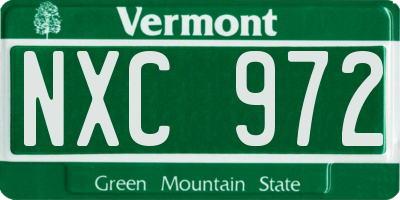 VT license plate NXC972