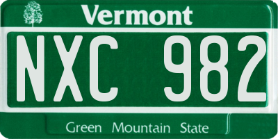 VT license plate NXC982