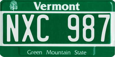VT license plate NXC987