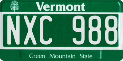 VT license plate NXC988