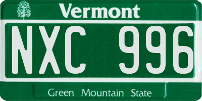 VT license plate NXC996