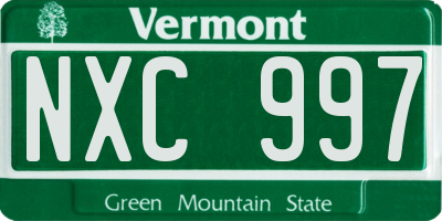 VT license plate NXC997