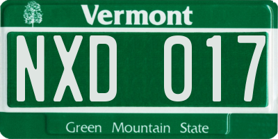 VT license plate NXD017