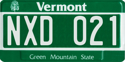 VT license plate NXD021