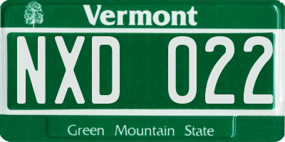 VT license plate NXD022