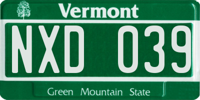 VT license plate NXD039