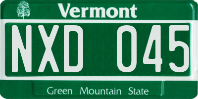VT license plate NXD045