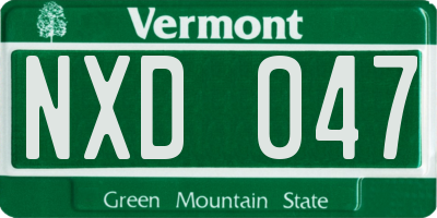 VT license plate NXD047
