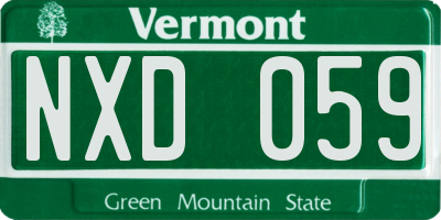 VT license plate NXD059